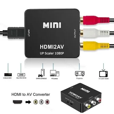 HDMI To RCA AV Adapter Converter Cable CVBS 3RCA 1080P Composite Video Audio • $4.95