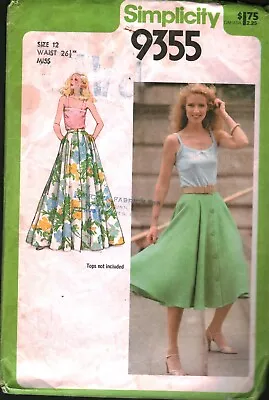 9355 Vintage Simplicity SEWING Pattern Misses 1970s Full Circle Skirt Two Length • $7.99