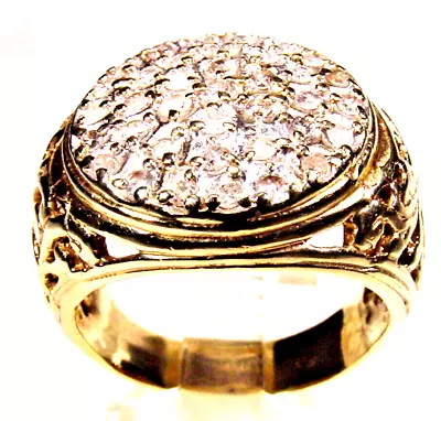 Men .50cts Natural Diamond Kentucky Cluster Ring 10K Solid Yellow Gold • $849.95