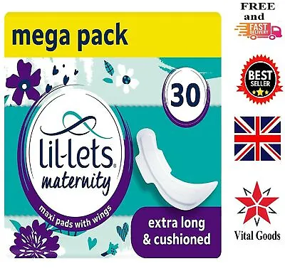 Maternity Pads 30 X Extra Long Maxi Thick Pads With Wings 3 Packs Of 10 Pads • £8.89