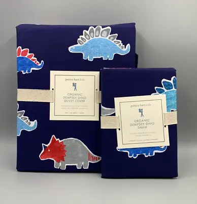 Pottery Barn Kids Dempsey Dino Duvet Cover And Sham Navy Twin Standard #H118A • $83.51