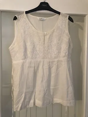 Ladies White Sleeveless Blouse/Top By Vanilla Sands At BHS (Size 14) • £5.99