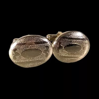 Vintage Gold Tone Mens Oval Cufflinks Swank Blank Engravable Cuff Links Set • $27.33