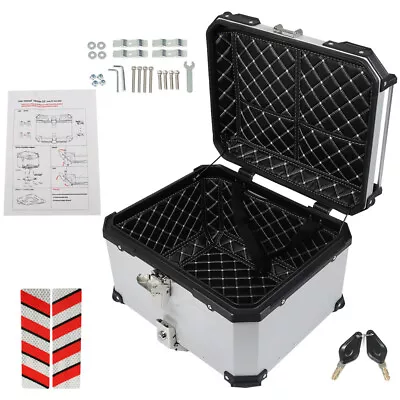 Aluminum 55L Motorcycle Top Case Trunk Scooter Luggage Storage Tour Tail Box • $141.90