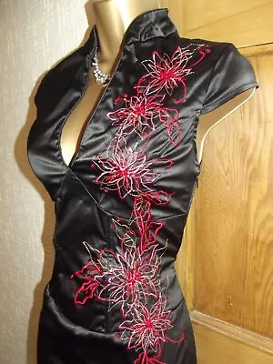 £29 • Buy Jane Norman ❤️ Satin Boned Oriental Chinese Dress Size 8 - 10 Wiggle Evening
