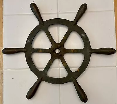 Ship's Steering Wheel Helm Solid Brass 15.35” Mid-Century Maritime Vtg Antique • $224.99