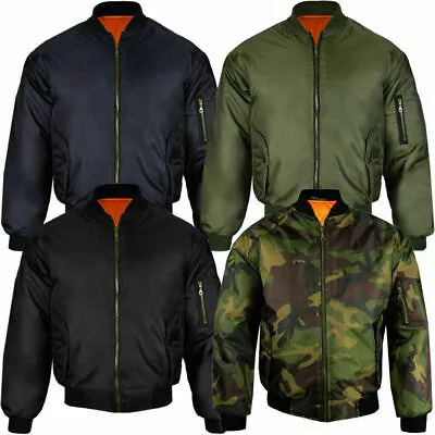 Mens MA1 Army Pilot Biker Bomber Security Fly Military Doorman Jacket Top New • £19.89