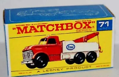 Matchbox Lesney No 71 Wreck Truck Repro Empty Box  F • $7.28