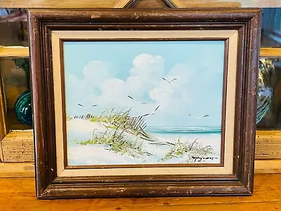 VINTAGE Beach Seascape Original Hand Painted Oil PAINTING Signed • $74.95