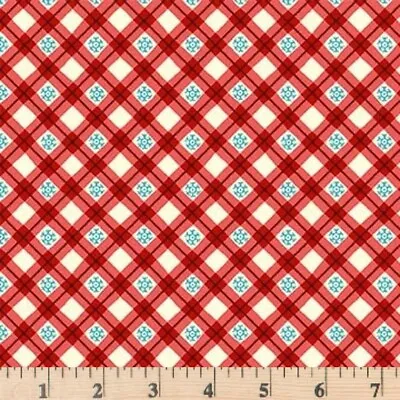 Vintage Christmas Red Snowflake Gingham CX10375-REDX-D Fabric By The Half Yard • $4.20