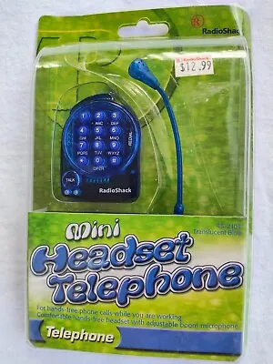 Radio Shack Mini Headset  Handsfree Microphone Landline Plug Vintage Blue  • £17.34