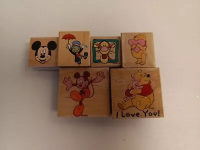 Disney Rubber Stamps Set - Winnie Tigger Piglet Mickey Jiminy Cricket 6 Pcs • $15