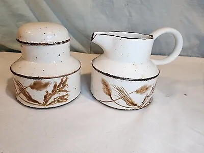 MIDWINTER Stonehenge Wild Oats Sugar Bowl & Creamer Crafted In England NICE! • $29.99