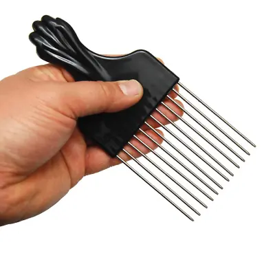 3 New Afro Pick Comb 6.75  Black Fist Metal Lift Hair Detangle • $9.98