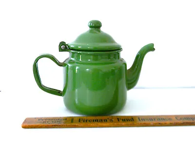 $22 • Buy Vintage Green Enamel Teapot With Hinged Lid ~ Ex Condition