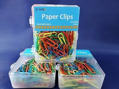 3 Pack Paper Clips 150 Count 1.1  Wire Metal Smooth Vinyl Plastic Coated 450 Pcs • $8.99