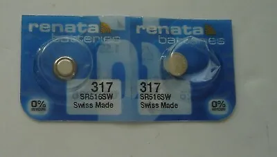 2 X  Renata Watch Batteries  317  (SR516SW SR62 SR516 SB-AR  ) EXP March 2026 • £1.99