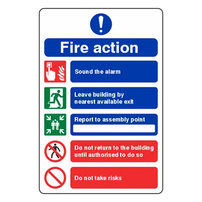 £1.72 • Buy Fire Action Notice Sign - Do Not Take Risks - 200x300mm - 1mm Rigid Plastic