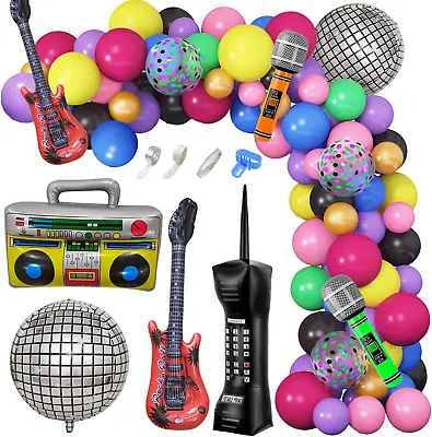 80S 90S Theme Party Decorations 90Pcs Balloon Garland Kit Inflatable Supplies • $22.08