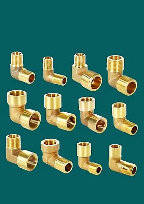 Brass Elbow Female Male BSP Thread Fitting Pipe Connector 1/8  1/4  3/8  1/2  • £3.15