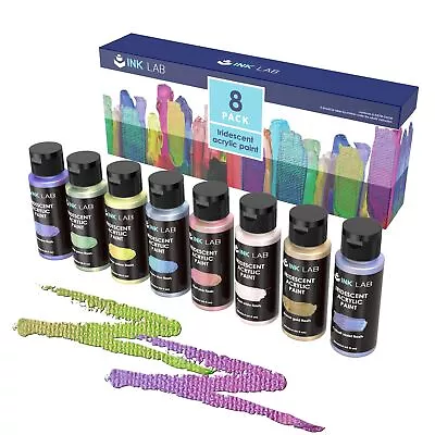 Iridescent Acrylic Paint 8 Colours Colour Shift Crafts Canvas Wood60ml/Bottle • £15.28