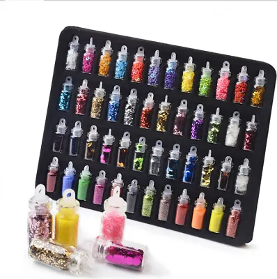 48 Bottles Mini Nail Art Charms Sequin Glitter Powder Caviar Beads Set Crafts • $10.48