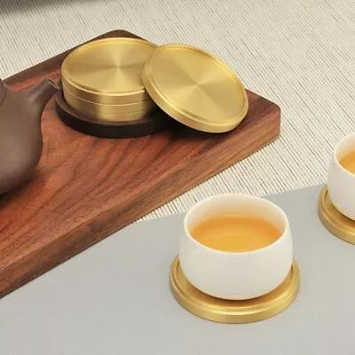 Round Brass Coaster Heat Resistant Cup Tray Tea Tray  Dining Table • $15.88