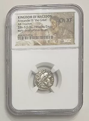 Alexander III The Great 336-323 BC KINGDOM OF MACEDON AR Drachm NGC Ch XF • $99