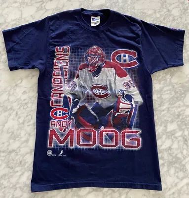 Andy Moog Montreal Canadiens T-Shirt Pro Player Medium NHL Bruins Oilers • $49.99