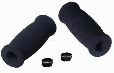 New Black Foam Grips + End Caps 7/8  Handlebars Handle Bar Scooter Or Bike • $8.99