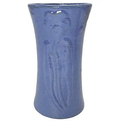 Vintage 1930s Zanesville Pottery #576 Periwinkle Blue Stoneware Floral Vase • $65