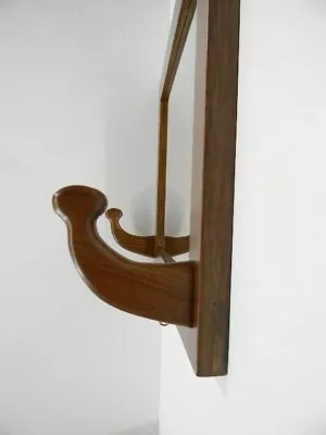 Walnut Coat Rack W/ 2 Large Hooks & Key Hooks Mirrored Wall-Mounted • $59.95