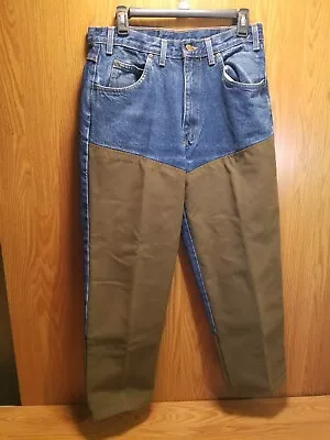 Vintage LL Bean Brush Guard Mens Blue Denim Jeans Pants Hunting/ Outdoors 34x36 • $24.99