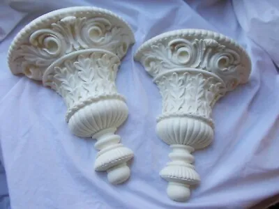 £80 • Buy One Pair Of Very Ornate French Style Wall Shelf Sconces White In Color