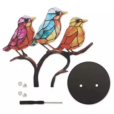 Stained Metal Birds On Branch Double Sided Desktop Ornaments Home Garden Decors • $9.20