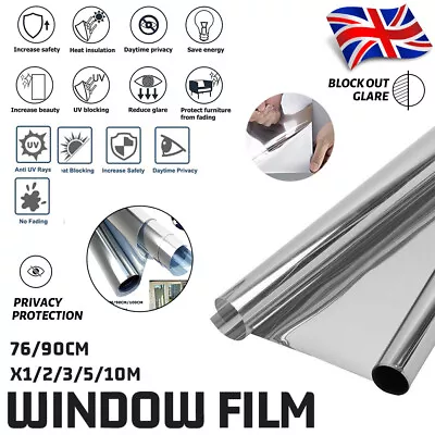 MIRROR SILVER - PRIVACY ONE WAY WINDOW TINTING PRO TINT FILM  76 90cm • £9.99