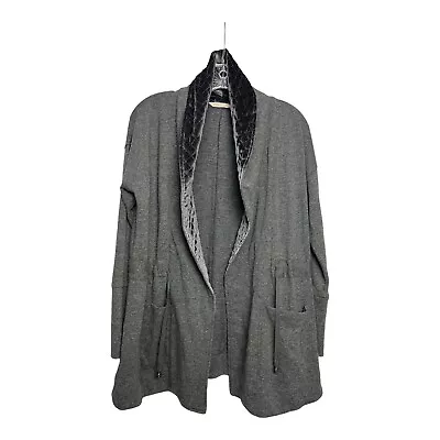 Soft Surroundings Lilas Quilted Velvet Trim Jacket Size PS Open Belted Gray • $35