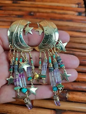 Beautiful Vtg. Tabra Gold Filled Turquoise  Dangle Wire Earrings • $349.99