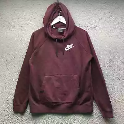 Nike Sweatshirt Hoodie Men's Medium M Raglan Pocket Graphic Swoosh Maroon • $29.99