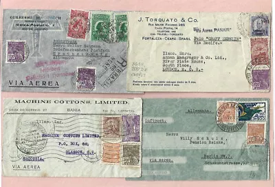 Brazil 1933-37 - 4 Airmail Covers Inc A Zeppelin Stamped Item • £30