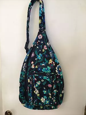 Vera Bradley Scattered Wildflowers Sling Back Backpack Purse Floral Euc • $14.99