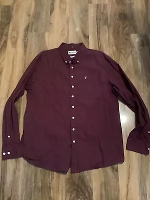 Farah Xxl Burgundy Red Long Sleeved Shirt  • £2.55