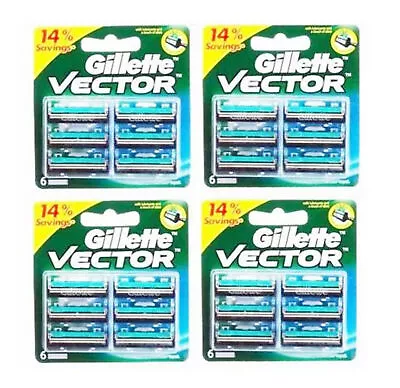 Gillette Vector Cartridges 24 Blades Blade Fits Contour Atra Plus Refil Fre Ship • $33.73