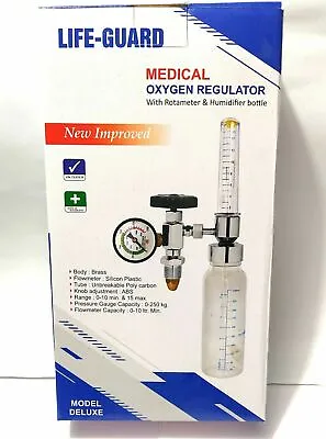 Medical Oxygen Regulator Flometer With Humidifier Bottle New Free Shipping • £37.14