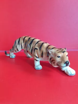 Large 10.5  Vintage 50's West Germany Porcelain Tiger Cortendorf ? Perfect Cond. • £24