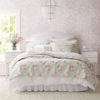 Laura Ashley- King Quilt Set Reversible Cotton Bedding With Matching Sham(s)... • $116.80