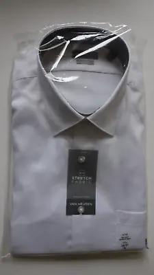 Men’s Van Heusen Fitted Lux Sateen Stretch Spread-Collar 17.5 XL Dress Shirt $50 • $16.99