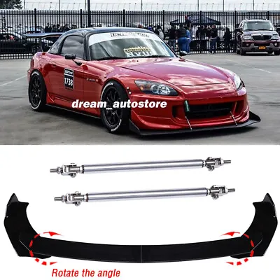 Front Bumper Lip Spoiler Splitter Diffuser+ Strut Rods For Honda S2000 2000-2009 • $65.11