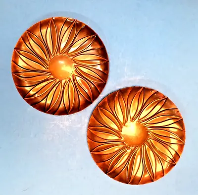 Pair Vintage 50s REBAJES Mid Century Mod Copper Flower Wall Hanging Plates 7.75  • $129