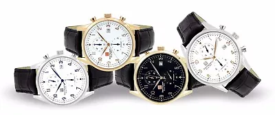 Steinhausen Men's Lugano Chronograph Stainless Steel Leather Dress Watches • $109